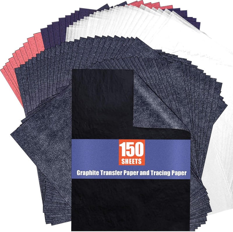 psler Carbon Paper Tracing Paper for Tracing I 90PCS Graphite Transfer-Paper and 60PCS Tracing-Paper - Graphite Paper Carbon Copy Paper for Wood,Craft,Canvas DIY A4 Size 8.5 X 11 Inch - Image 1